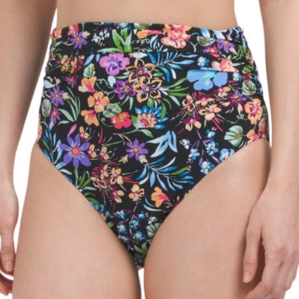 Gottex Floral High Waist Swim Bottom with Side Shirring